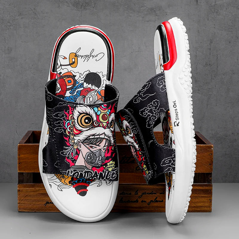 Chinelo Masculino Com Velcro Dragão Chinês Shakal