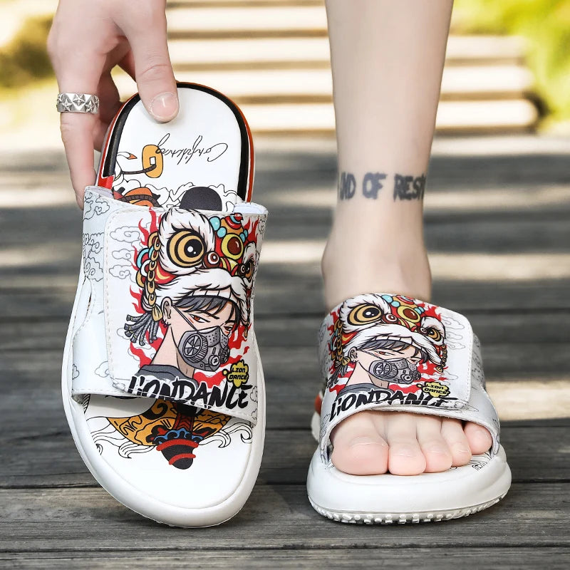 Chinelo Masculino Com Velcro Dragão Chinês Shakal