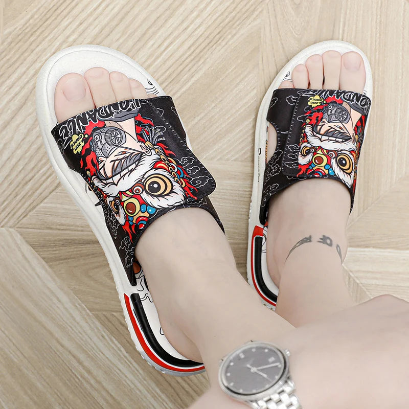 Chinelo Masculino Com Velcro Dragão Chinês Shakal