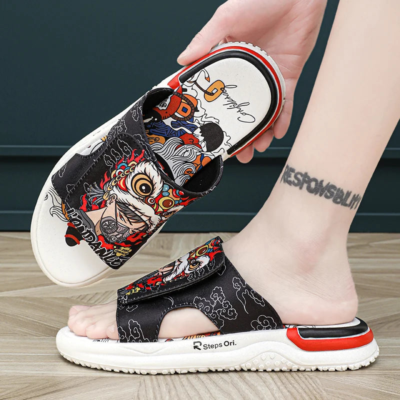 Chinelo Masculino Com Velcro Dragão Chinês Shakal